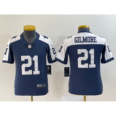 Youth Dallas Cowboys #21 Stephon Gilmore Navy Thanksgiving Limited Stitched Football Jersey 