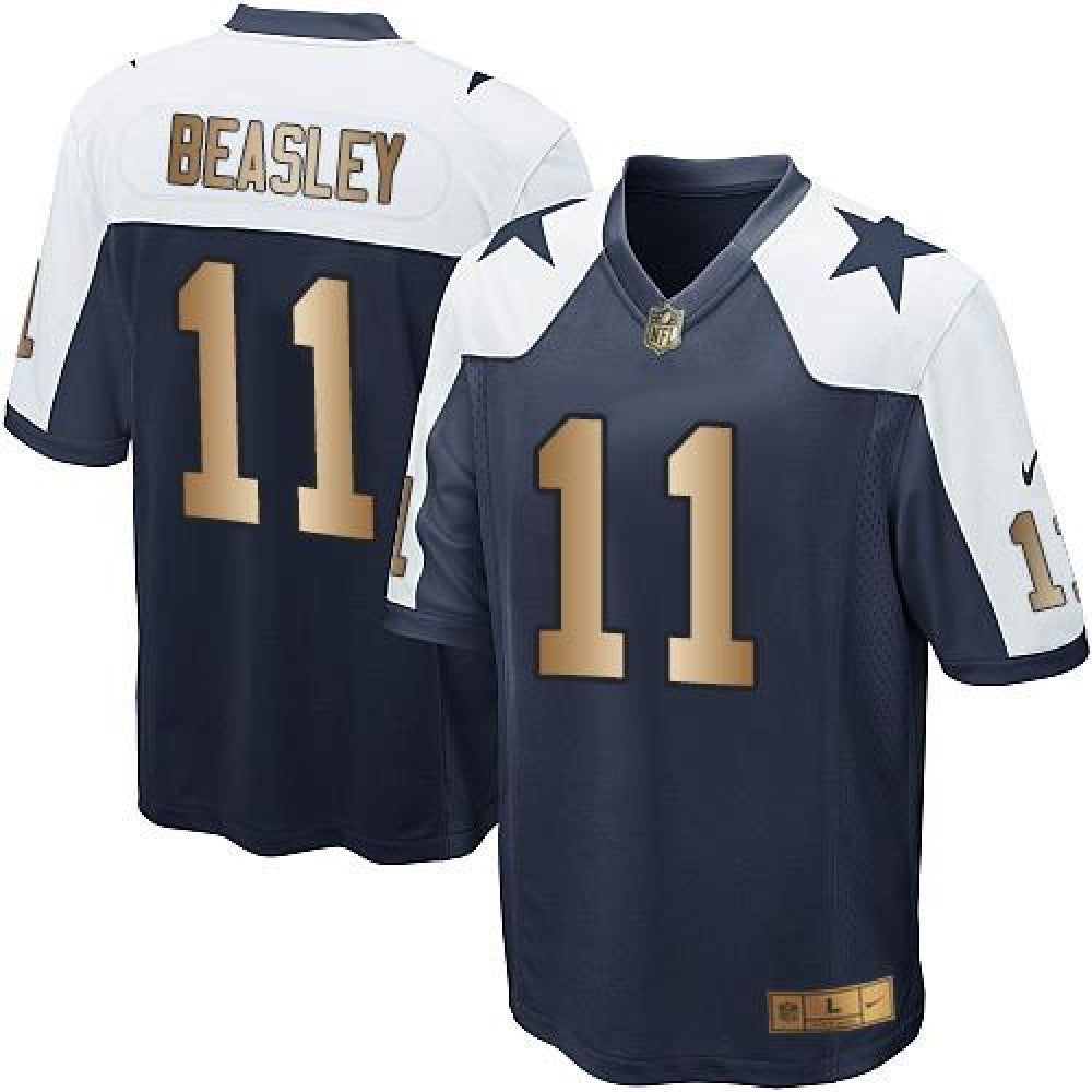 Cowboys #11 Cole Beasley Navy Blue Thanksgiving Throwback Youth Stitched NFL Elite Gold Jersey 