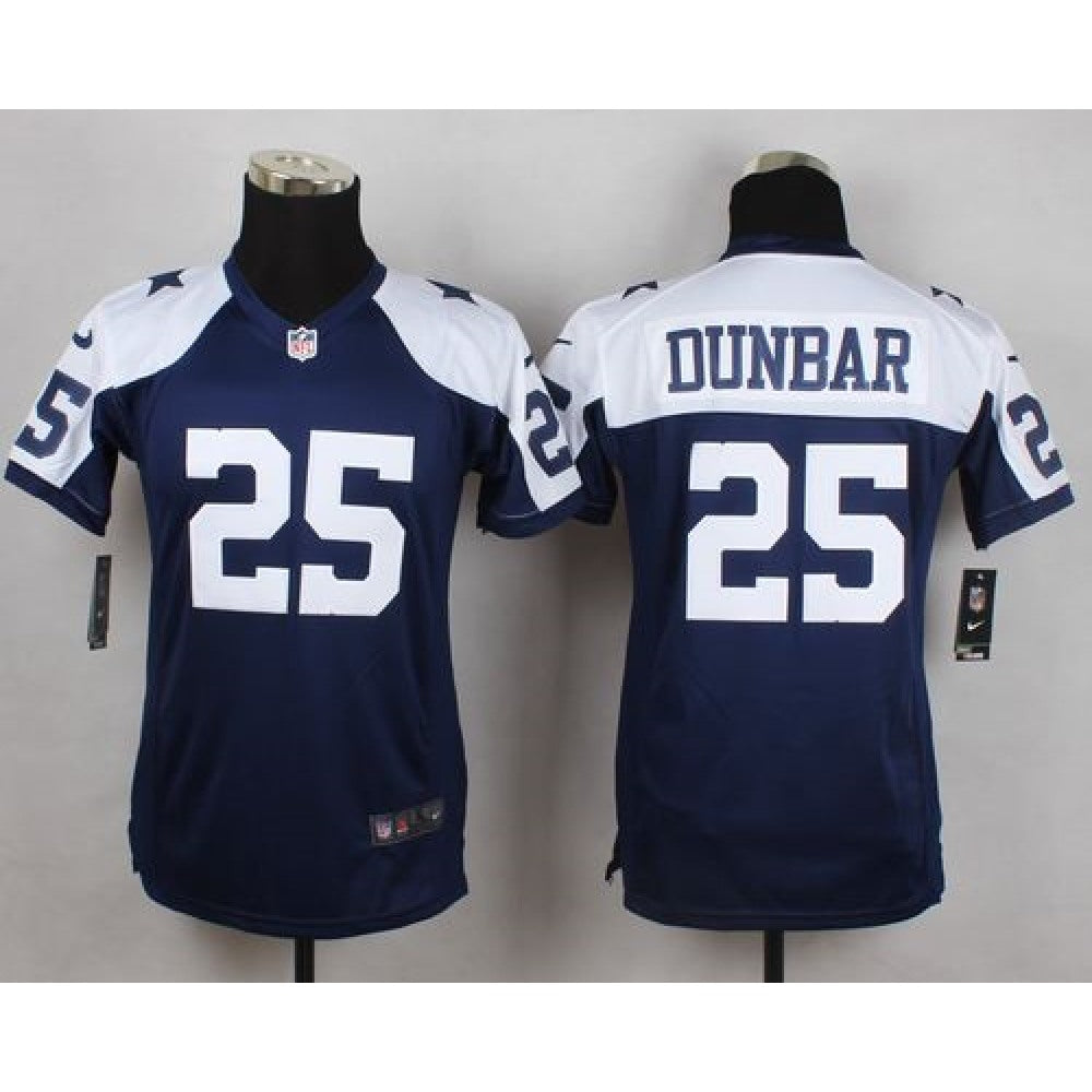 Cowboys #25 Lance Dunbar Navy Blue Thanksgiving Youth Throwback Stitched NFL Elite Jersey 