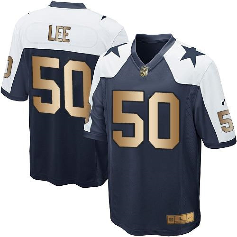 Cowboys #50 Sean Lee Navy Blue Thanksgiving Throwback Youth Stitched NFL Elite Gold Jersey 