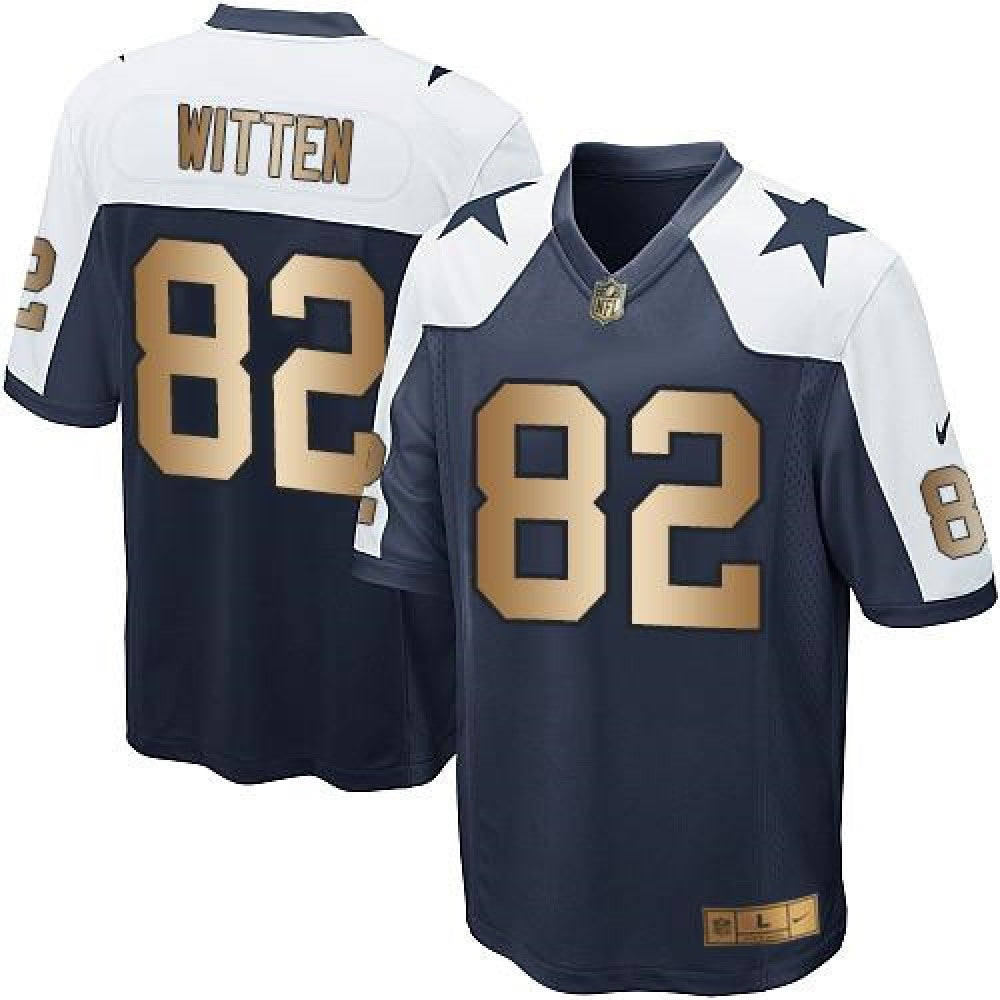 Cowboys #82 Jason Witten Navy Blue Thanksgiving Throwback Youth Stitched NFL Elite Gold Jersey 