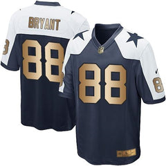 Cowboys #88 Dez Bryant Navy Blue Thanksgiving Throwback Youth Stitched NFL Elite Gold Jersey 