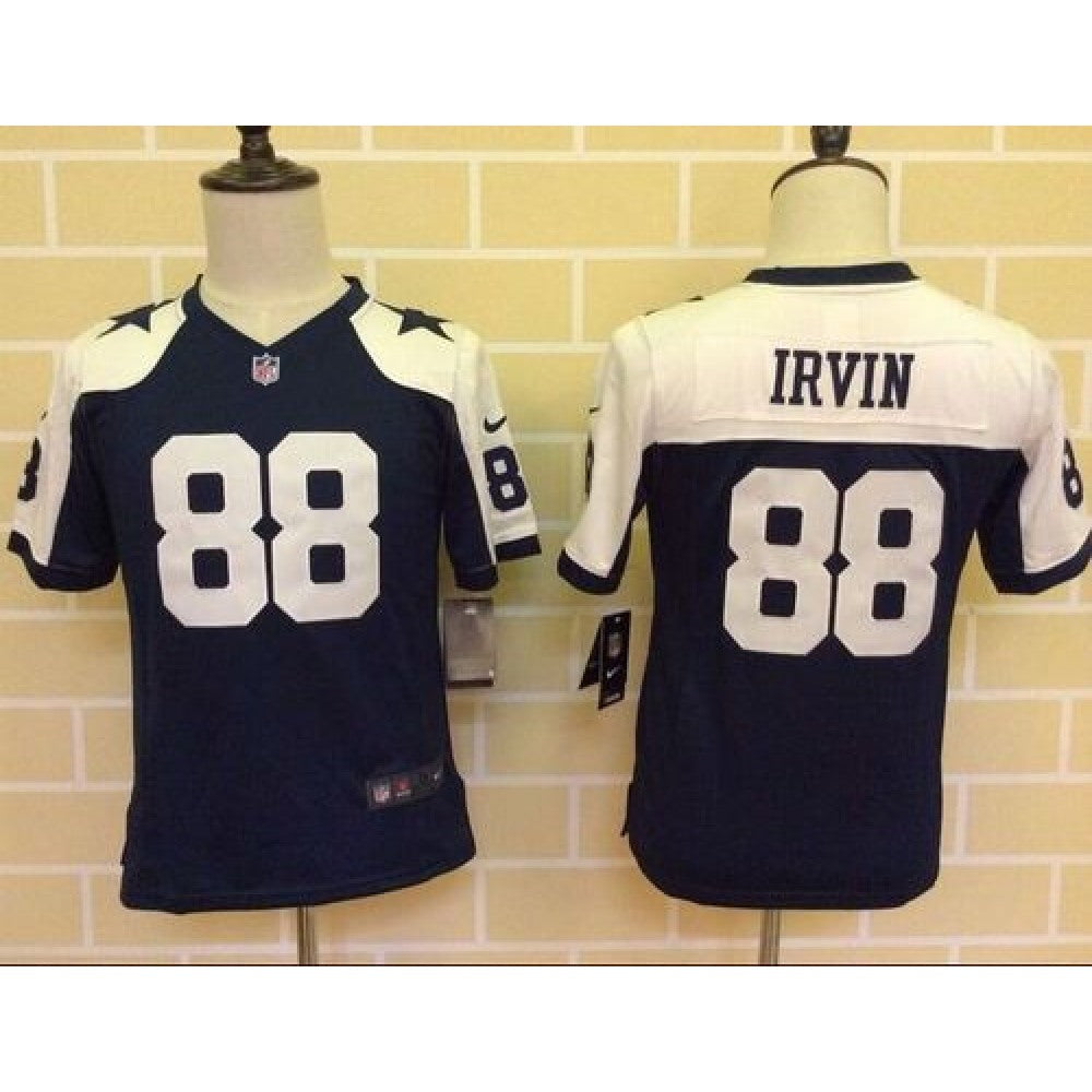 Cowboys #88 Michael Irvin Navy Blue Thanksgiving Youth Throwback Stitched NFL Elite Jersey 