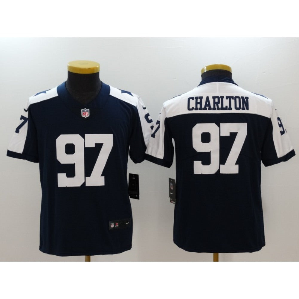 Youth Dallas Cowboys #97 Taco Charlton Navy Throwback Vapor Untouchable Limited Jersey 