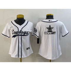 Youth Dallas Cowboys White Team Big Logo With Patch Cool Base Stitched Baseball Jersey 
