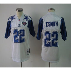 Mitchell And Ness Cowboys #22 E.Smith White With 75TH Stitched Youth NFL Jersey 
