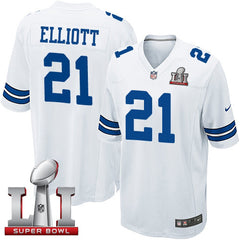 Cowboys #21 Ezekiel Elliott White Youth Stitched NFL Super Bowl LI 51 Elite Jersey 
