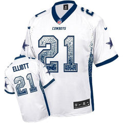 Cowboys #21 Ezekiel Elliott White Youth Stitched NFL Elite Drift Fashion Jersey 