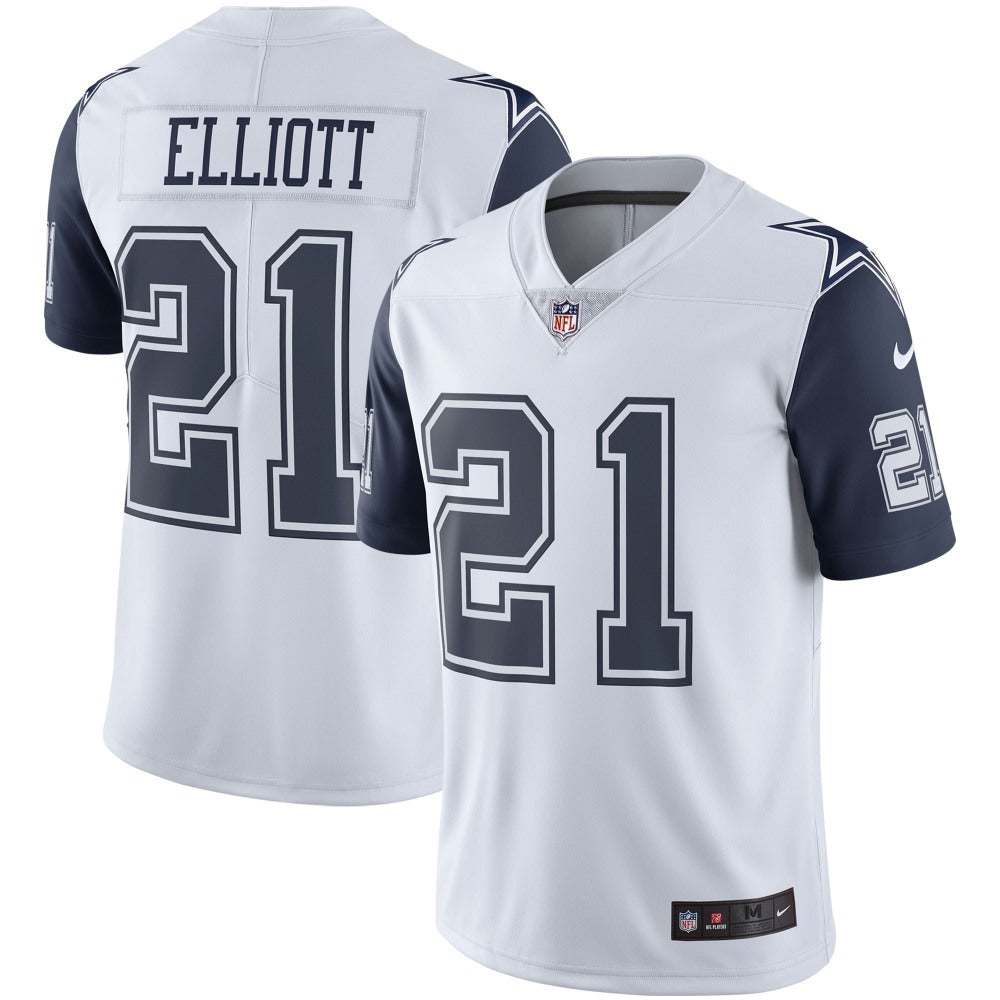Youth Dallas Cowboys #21 Ezekiel Elliott White Color Rush Limited Stitched NFL Jersey 