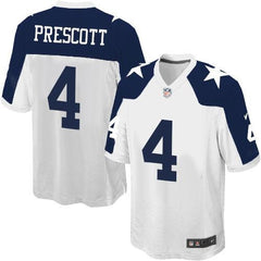 Cowboys #4 Dak Prescott White Thanksgiving Throwback Youth Stitched NFL Elite Jersey 