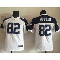 Cowboys #82 Jason Witten White Thanksgiving Youth Throwback Stitched NFL Elite Jersey 