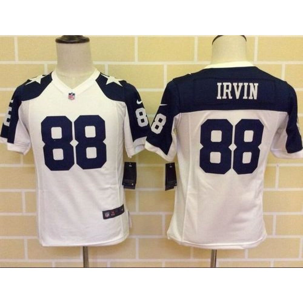 Cowboys #88 Michael Irvin White Thanksgiving Youth Throwback Stitched NFL Elite Jersey 