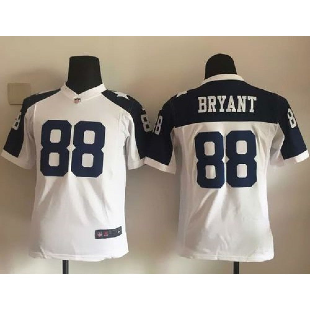 Cowboys #88 Dez Bryant White Thanksgiving Youth Throwback Stitched NFL Elite Jersey 