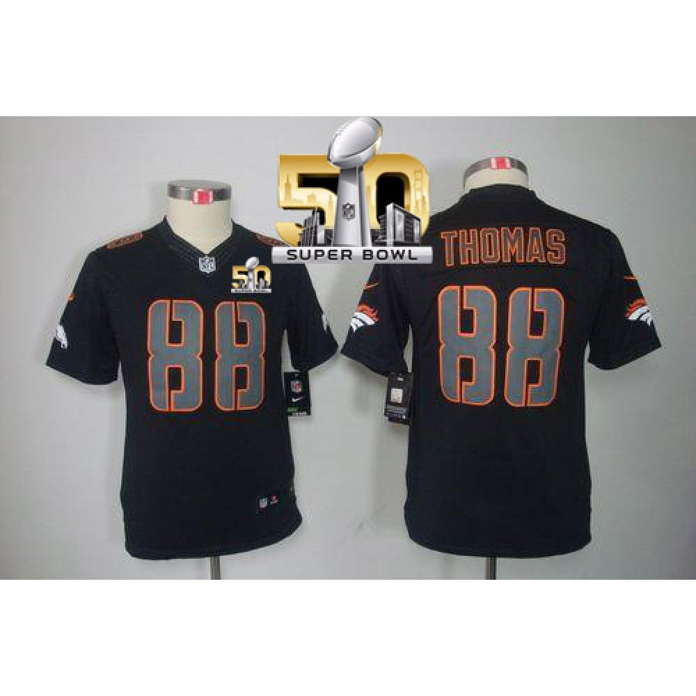 Broncos #88 Demaryius Thomas Black Impact Super Bowl 50 Youth Stitched NFL Limited Jersey 