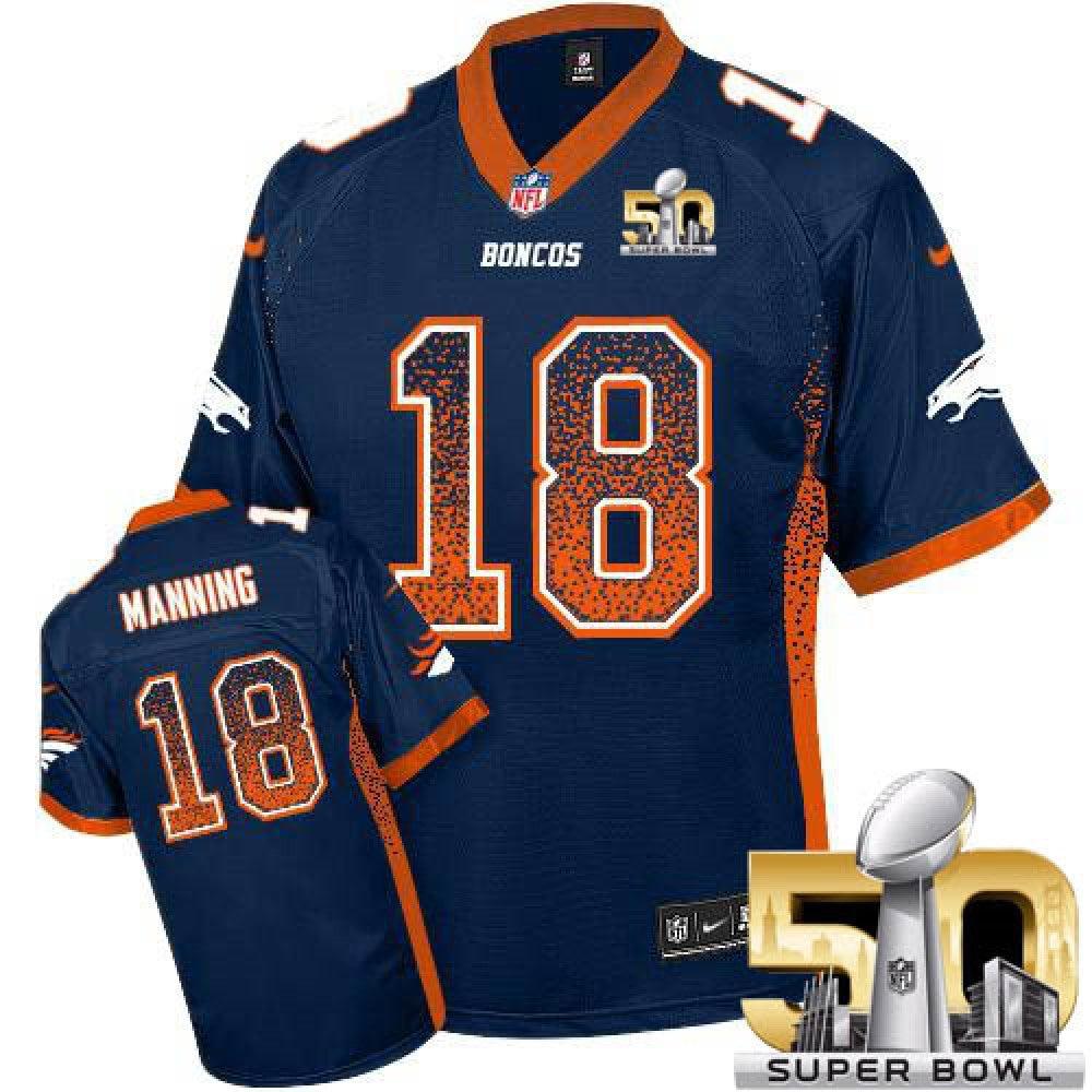 Broncos #18 Peyton Manning Blue Alternate Super Bowl 50 Youth Stitched NFL Elite Drift Fashion Jersey 