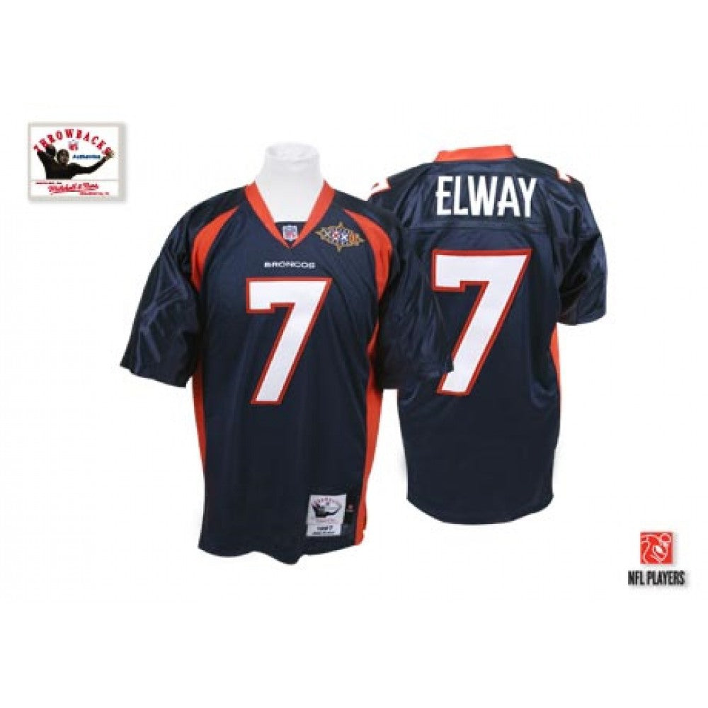 Mithell And Ness Broncos #7 John Elway Blue Stitched Throwback Youth NFL Jersey 