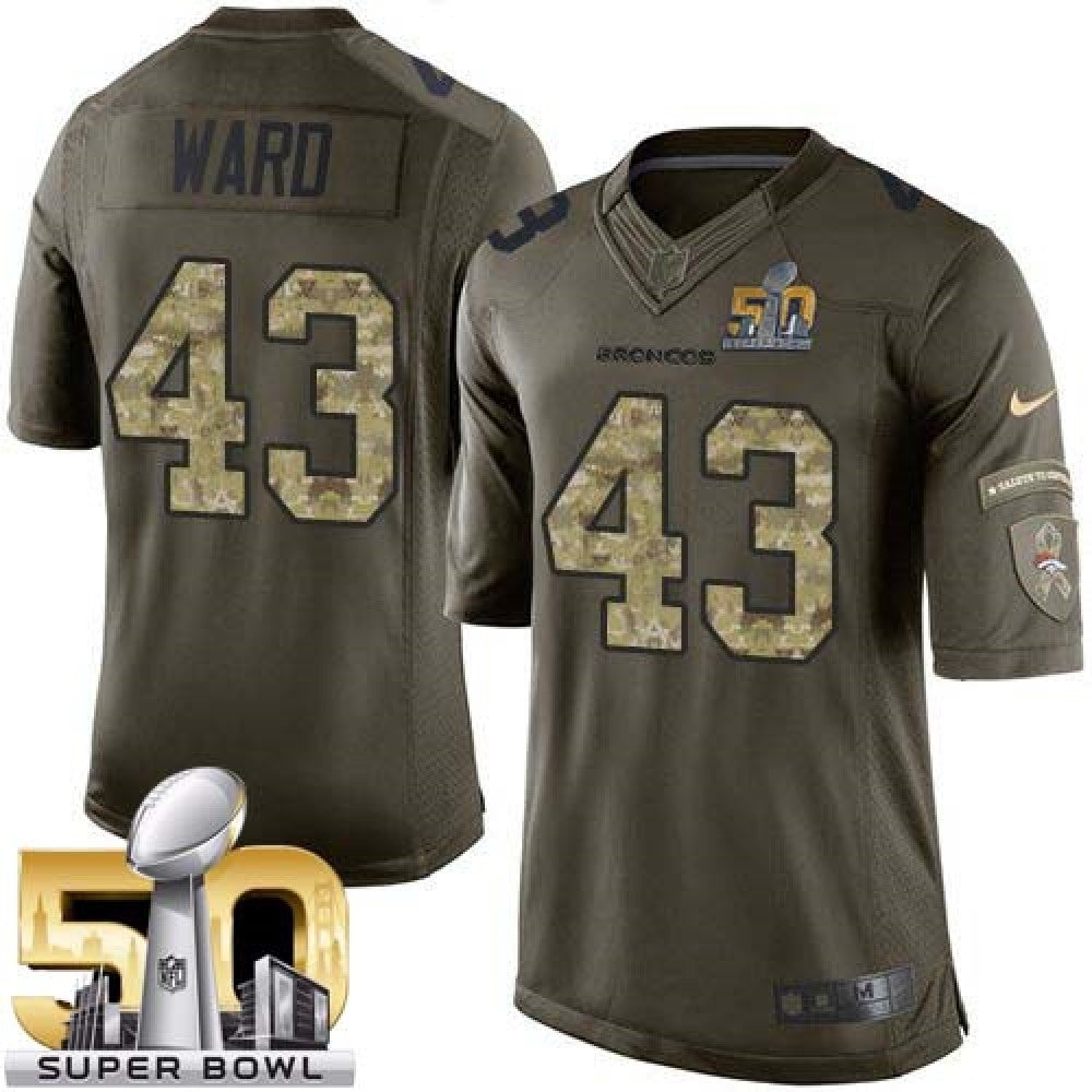 Broncos #43 T.J. Ward Green Super Bowl 50 Youth Stitched NFL Limited Salute to Service Jersey 
