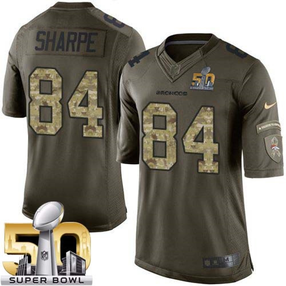 Broncos #84 Shannon Sharpe Green Super Bowl 50 Youth Stitched NFL Limited Salute to Service Jersey 