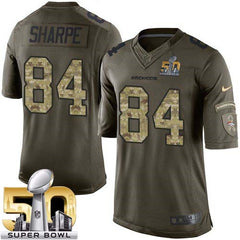Broncos #84 Shannon Sharpe Green Super Bowl 50 Youth Stitched NFL Limited Salute to Service Jersey 
