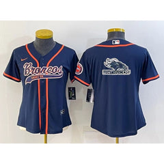 Youth Denver Broncos Navy Team Big Logo With Patch Cool Base Stitched Baseball Jersey 