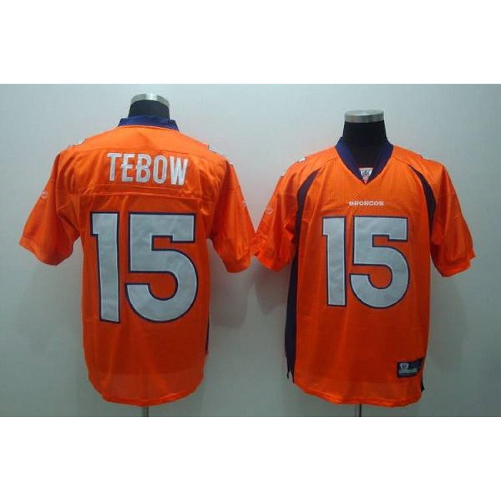 Broncos #15 Tim Tebow Orange Stitched Youth NFL Jersey 
