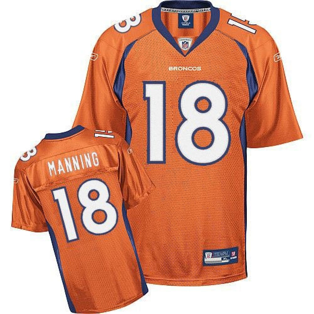 Broncos #18 Peyton Manning Orange Stitched Youth NFL Jersey 