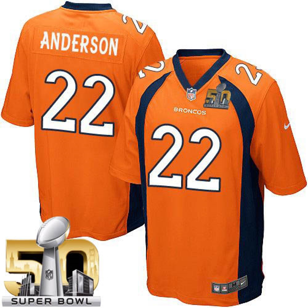 Broncos #22 C.J. Anderson Orange Team Color Super Bowl 50 Youth Stitched NFL New Elite Jersey 