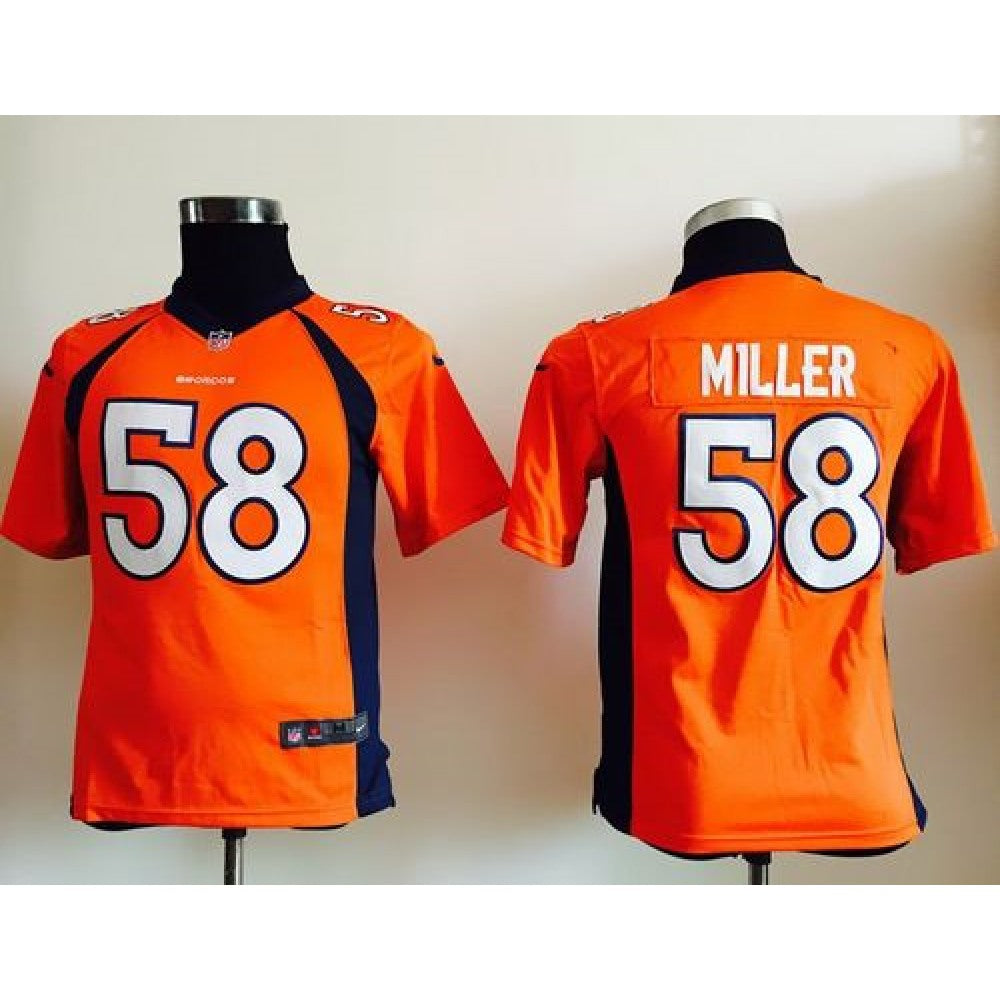 Broncos #58 Von Miller Orange Team Color Youth Stitched NFL Elite Jersey 