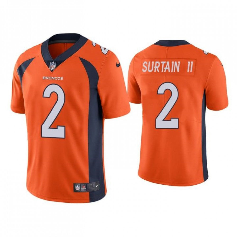 Youth Denver Broncos #2 Patrick Surtain II 2021 NFL Draft Orange Vapor Untouchable Limited Stitched Jersey 