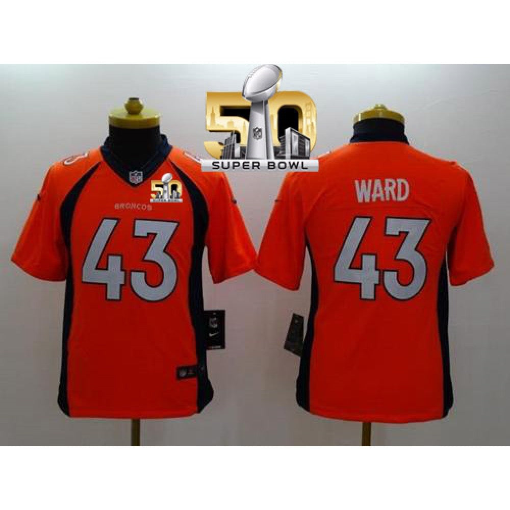 Broncos #43 T.J. Ward Orange Team Color Super Bowl 50 Youth Stitched NFL New Limited Jersey 