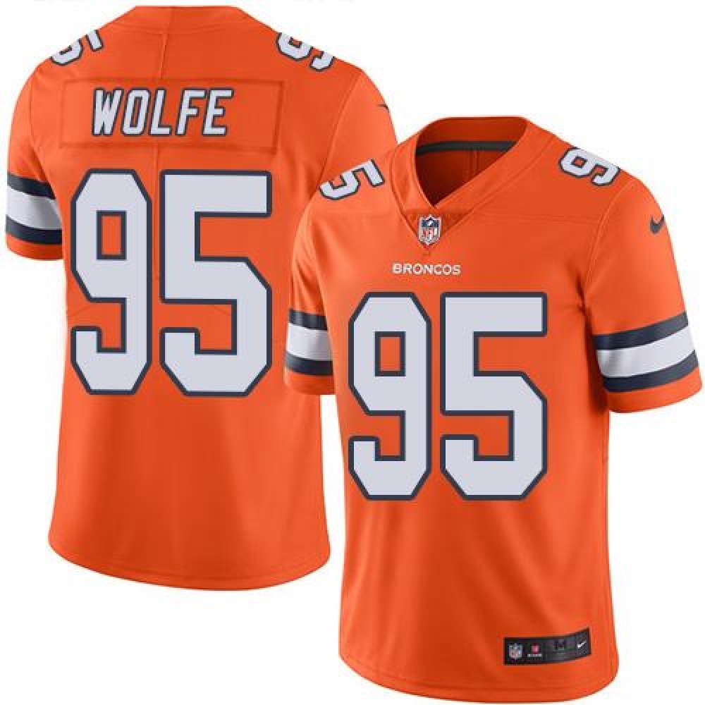 Broncos #95 Derek Wolfe Orange Youth Stitched NFL Limited Rush Jersey 