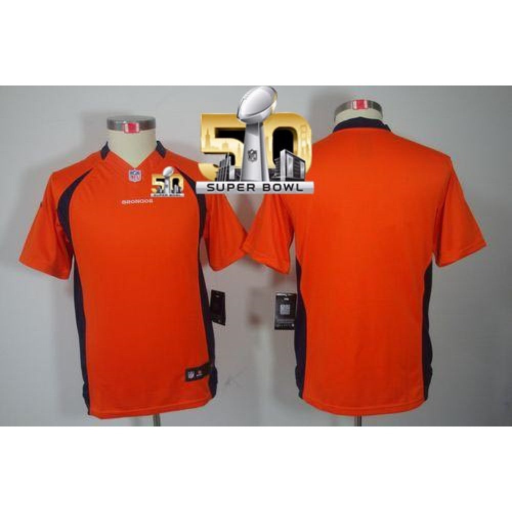 Broncos Blank Orange Team Color Super Bowl 50 Youth Stitched NFL Limited Jersey 