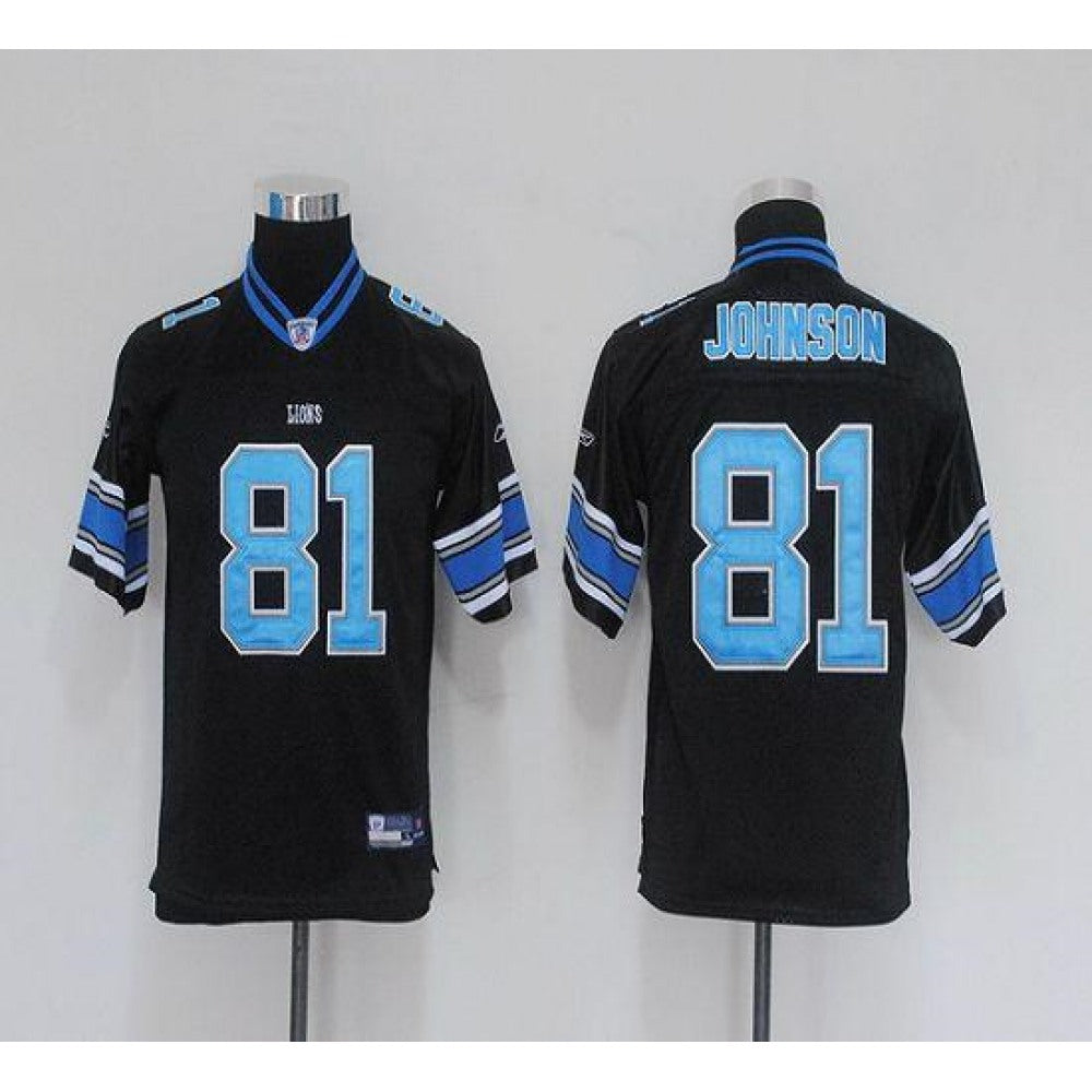 Lions #81 Calvin Johnson Black EStitched Youth NFL Jersey 