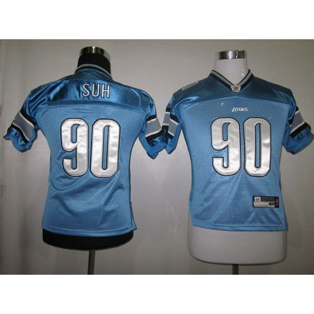 Lions #90 Ndamukong Suh Blue EStitched Youth NFL Jersey 