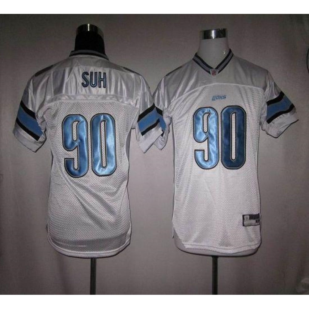 Lions #90 Ndamukong Suh White EStitched Youth NFL Jersey 