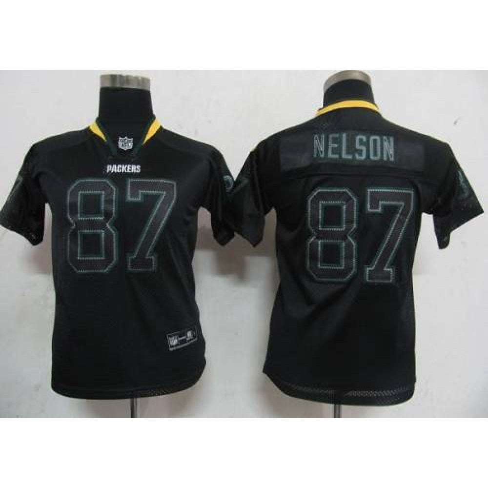 Packers #87 Jordy Nelson Lights Out Black Stitched Youth NFL Jersey 