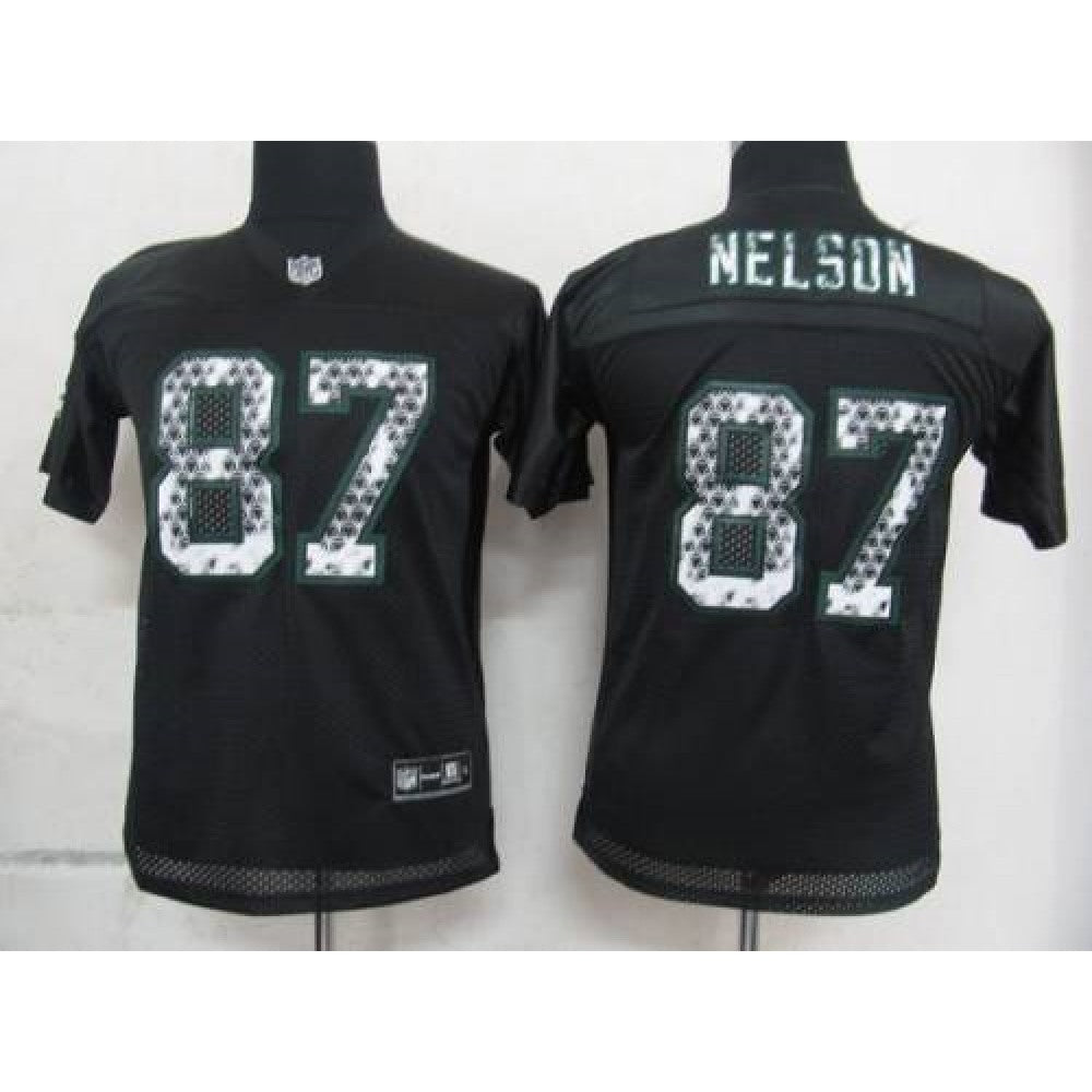Sideline Black United Packers #87 Jordy Nelson Black Stitched Youth NFL Jersey 
