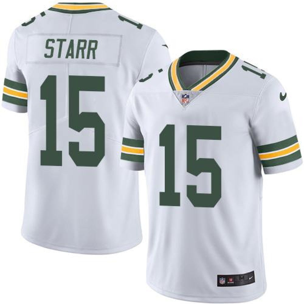 Packers #15 Bart Starr White Youth Stitched NFL Limited Rush Jersey 