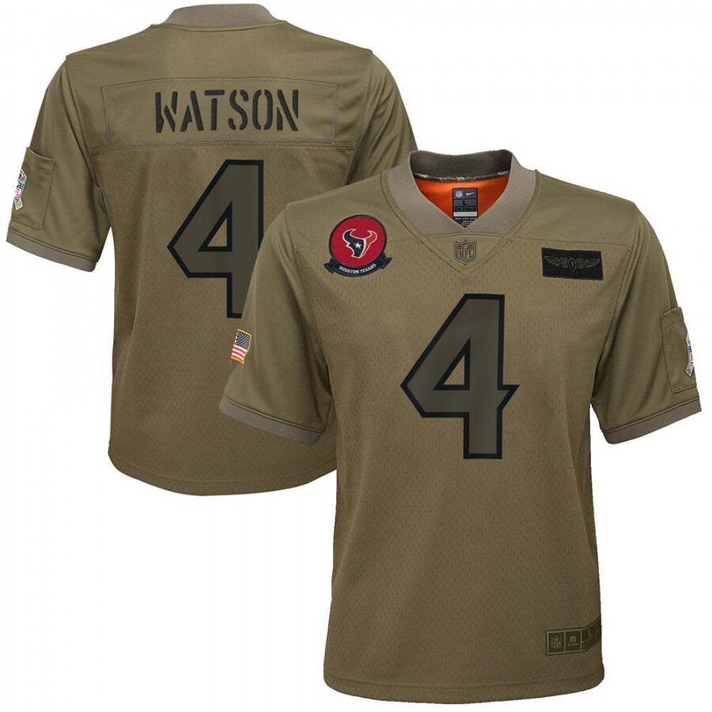 Youth Houston Texans #4 Deshaun Watson 2019 Camo Salute To Service Stitched NFL Jersey 