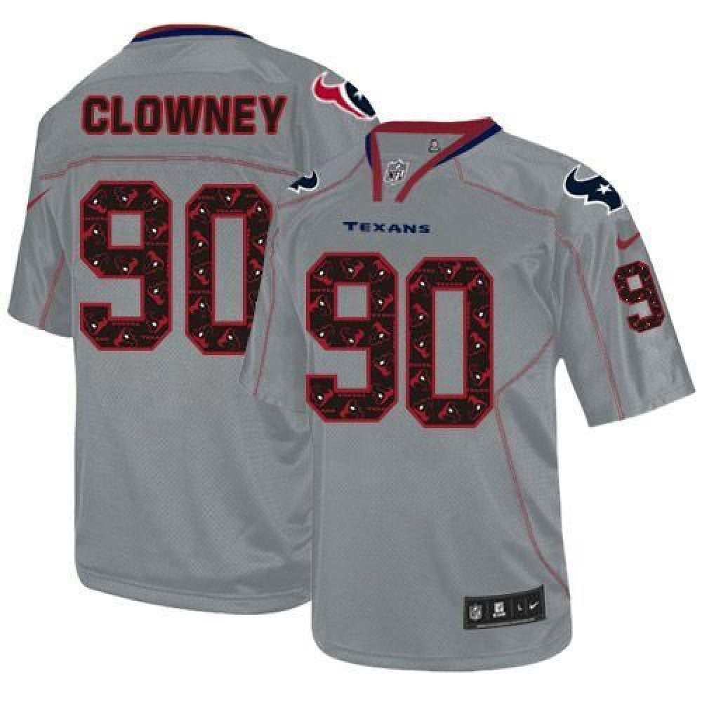 Texans #90 Jadeveon Clowney New Lights Out Grey Youth Stitched NFL Elite Jersey 