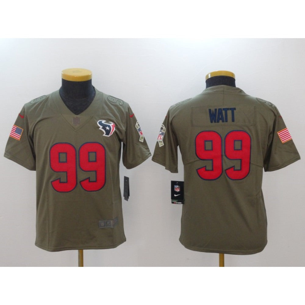 Youth Houston Texans #99 J.J. Watt Olive Salute To Service Limited Stitched NFL Jersey 