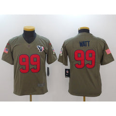 Youth Houston Texans #99 J.J. Watt Olive Salute To Service Limited Stitched NFL Jersey 