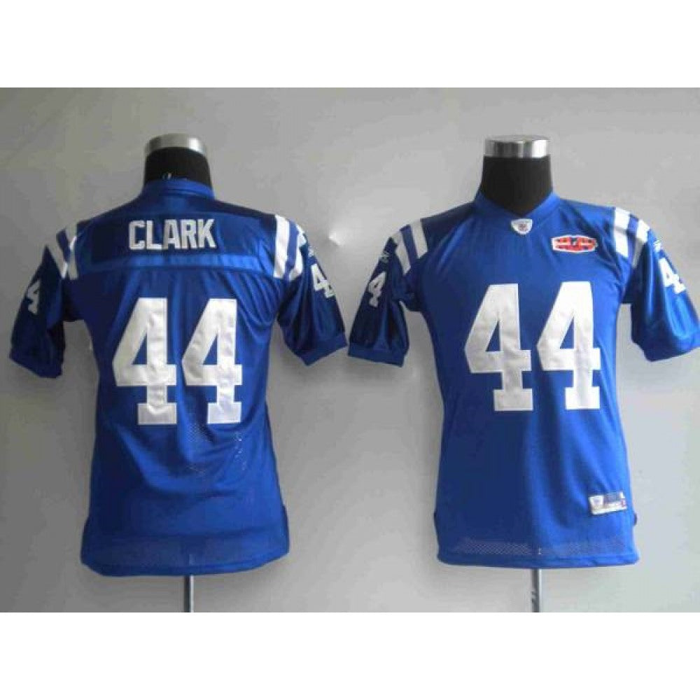 Colts #44 Dallas Clark Blue With Super Bowl Patch Stitched Youth NFL Jersey 