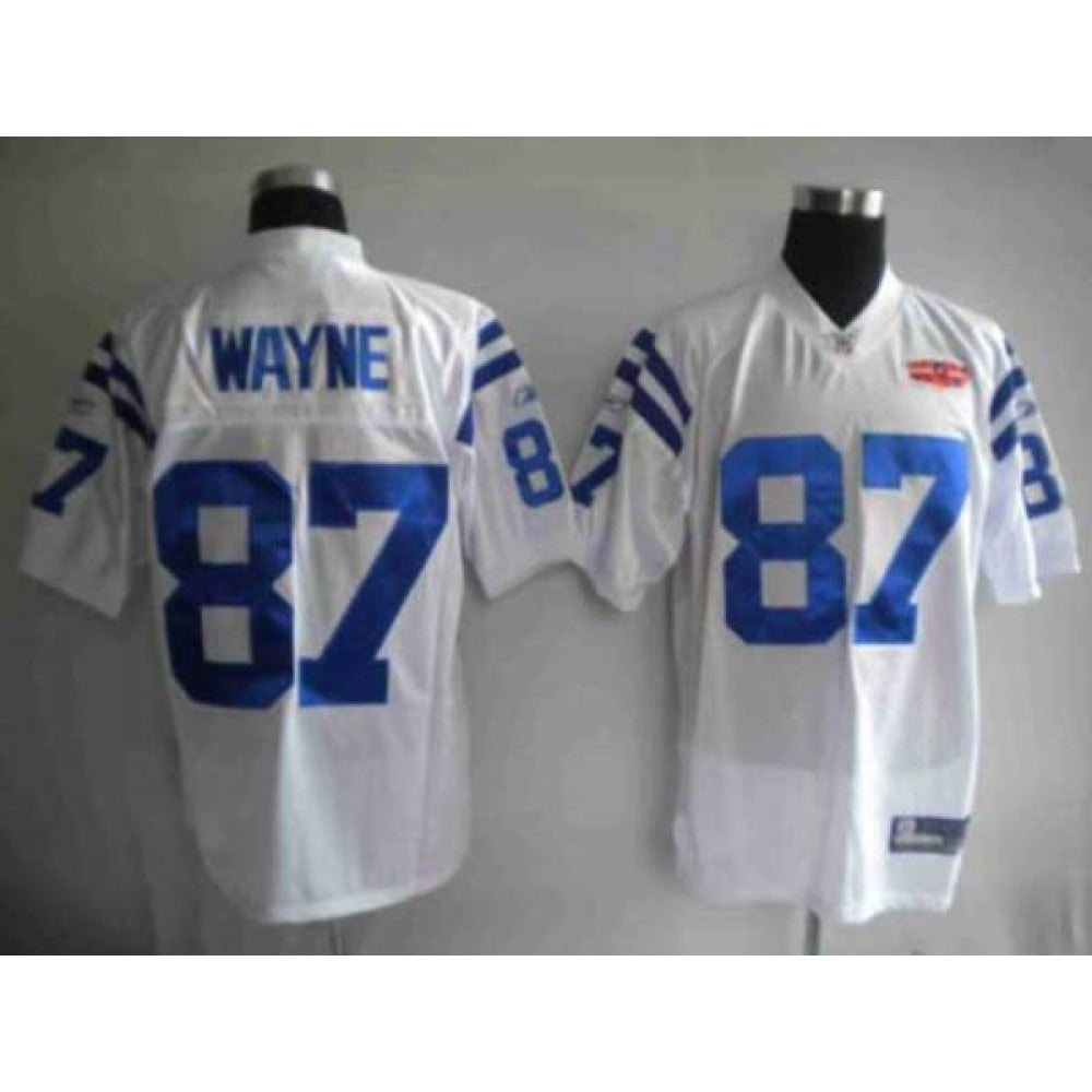 Colts #87 Reggie Wayne White With Super Bowl Patch Stitched Youth NFL Jersey 