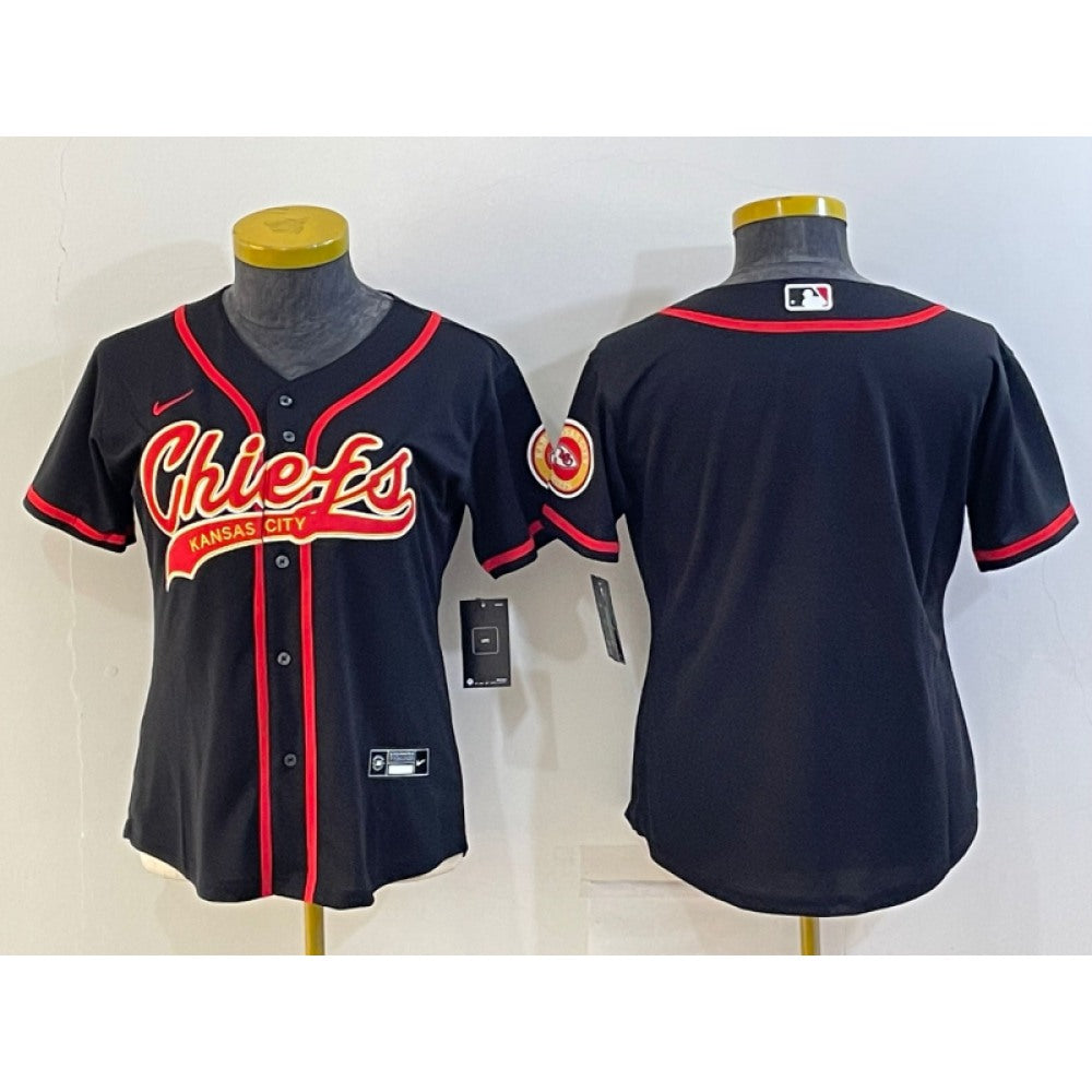 Youth Kansas City Chiefs Blank Black With Patch Cool Base Stitched Baseball Jersey 