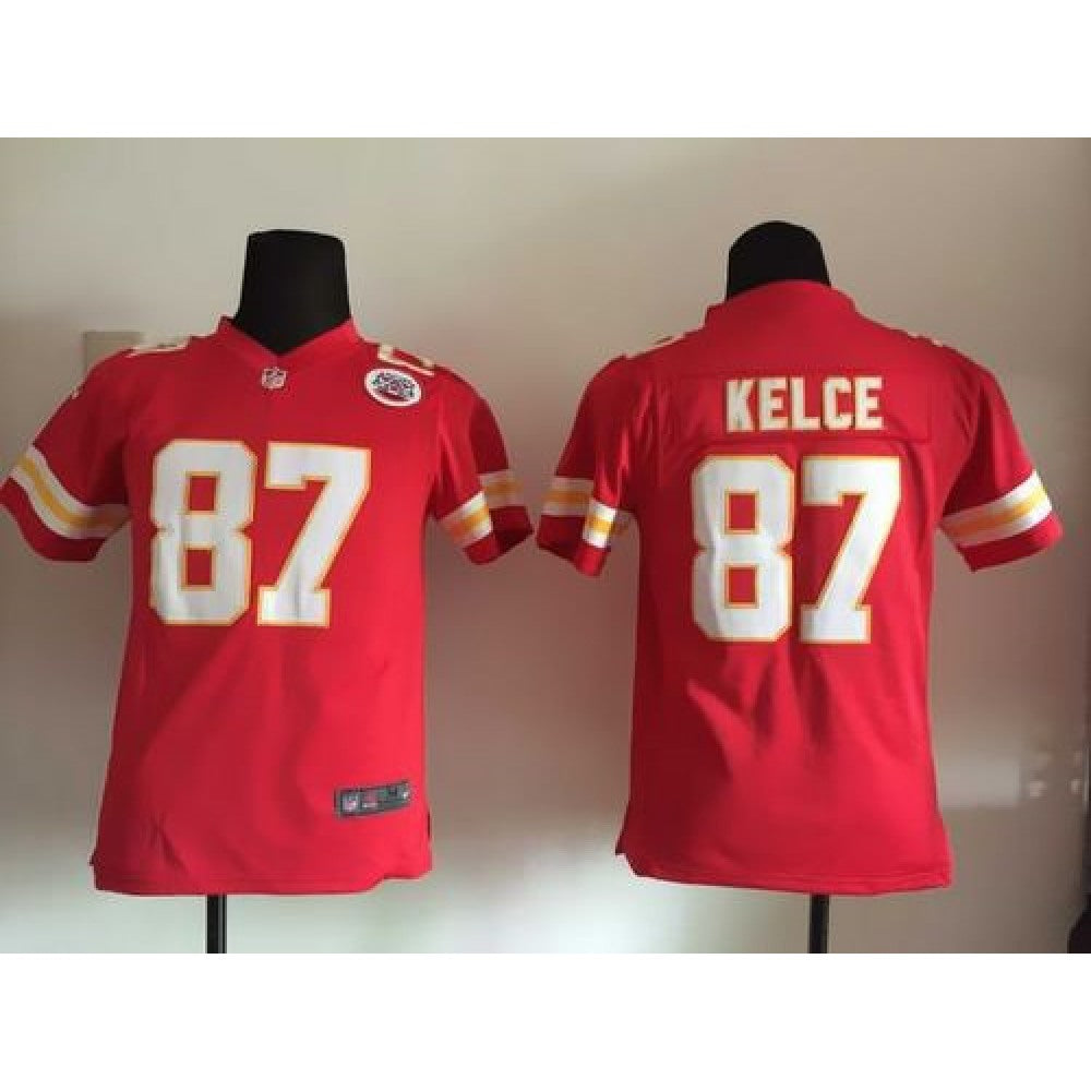 Chiefs #87 Travis Kelce Red Team Color Youth Stitched NFL Elite Jersey 