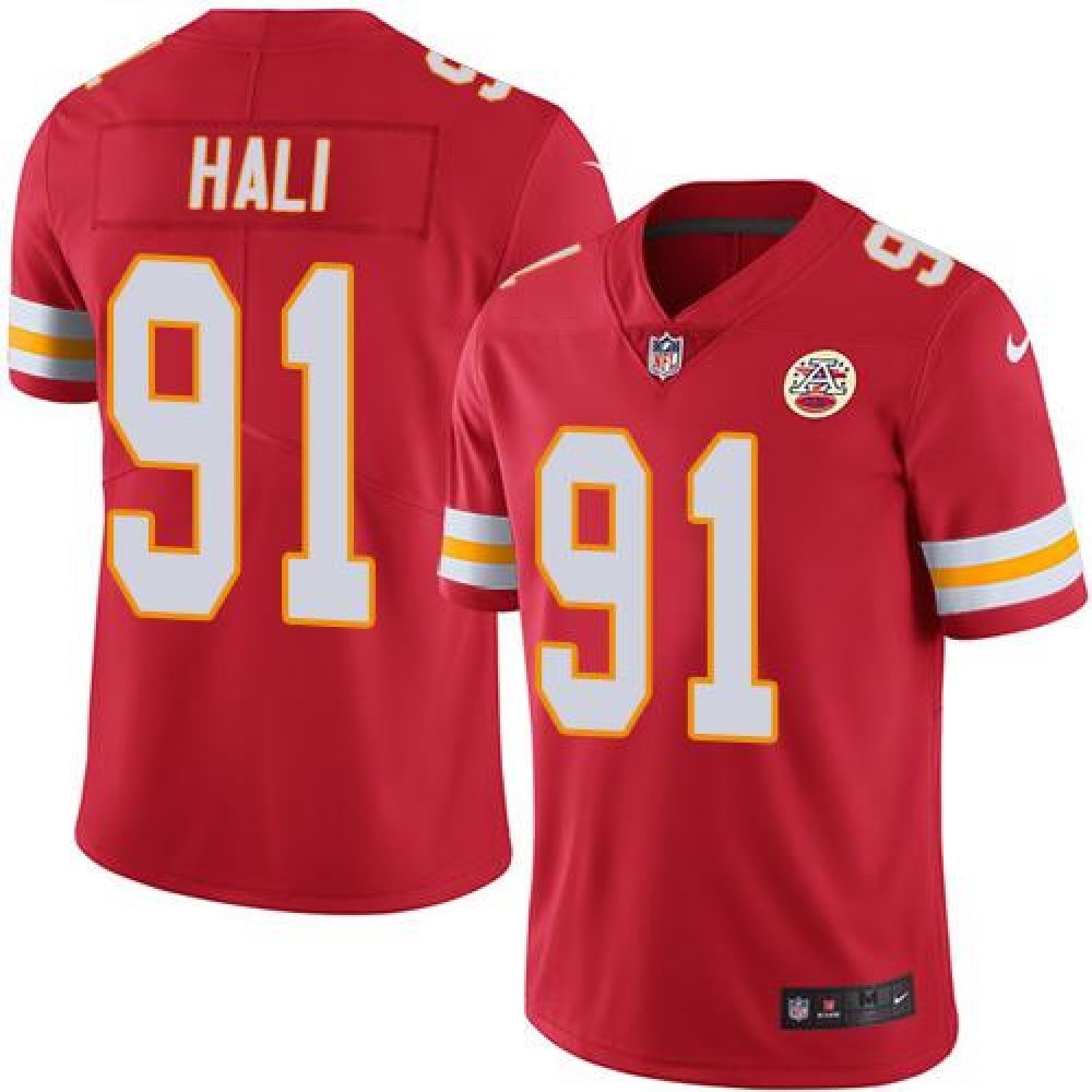 Chiefs #91 Tamba Hali Red Youth Stitched NFL Limited Rush Jersey 