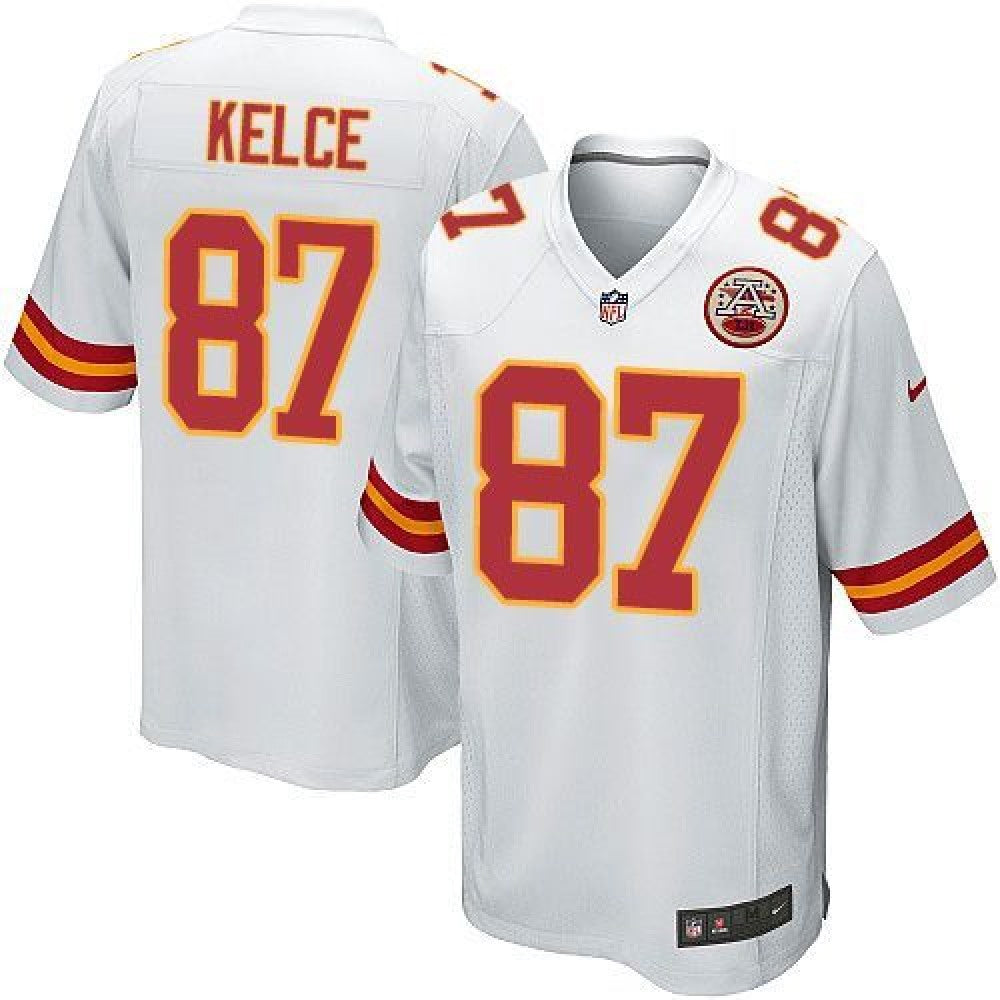 Chiefs #87 Travis Kelce White Youth Stitched NFL Elite Jersey 