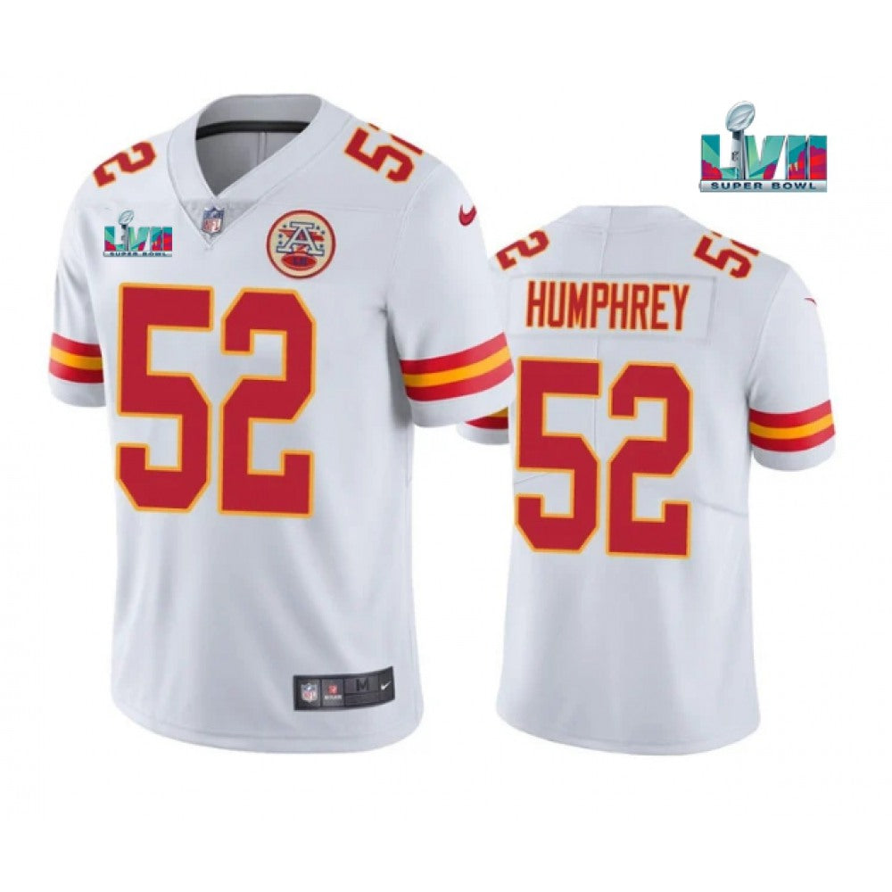 Youth Kansas City Chiefs #52 Creed Humphrey White Super Bowl LVII Patch Vapor Untouchable Limited Stitched Jersey 
