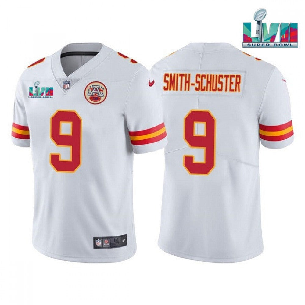 Youth Kansas City Chiefs #9 JuJu Smith-Schuster White Super Bowl LVII Patch Vapor Untouchable Limited Stitched Jersey 